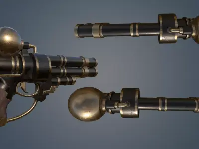 Stylized Barrel Gun Game Ready Weapon 3D Model Low-poly 3D model