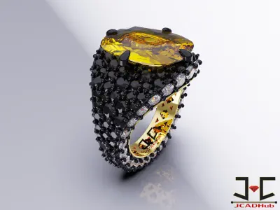 0228 - Antique Vintage Black Zircon Ring - JCADHub 3D print model