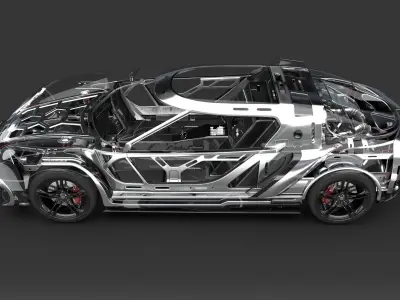 3D Concept Car and Chassis 3D model