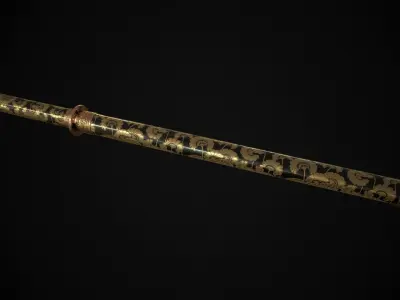 Wakizashi Cane Low-poly 3D model