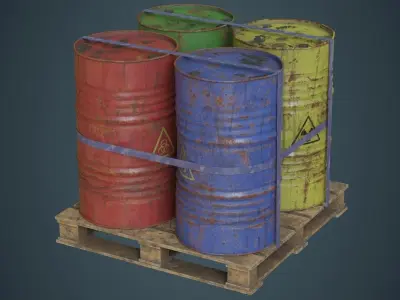 Barrel 1C Low-poly 3D model