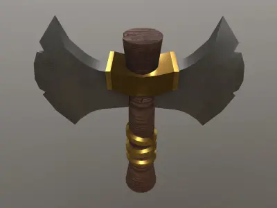 Viking axe Low-poly 3D model 12