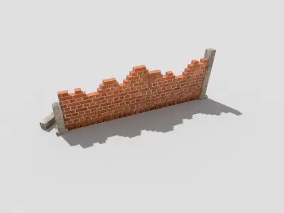 low poly broken wall Low-poly 3D model purchase