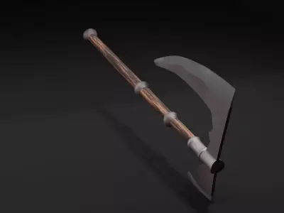 Double-Bladed Fantasy Axe  Low-poly 3D model