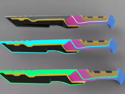 Dagger 3D model three different colored swords 3D model