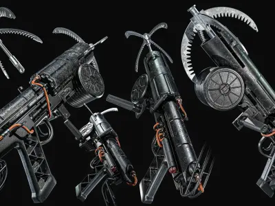 Grappling Hook Gun  Low-poly 3D model