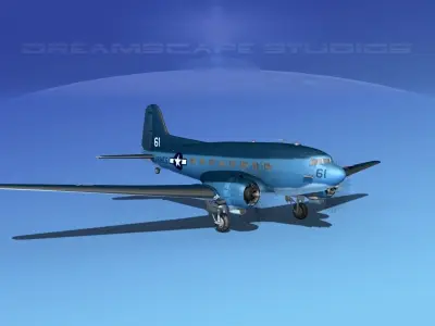 Douglas R-4D Dakota US Marines V1 3D model
