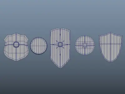 5 Shield Package Low-poly 3D model