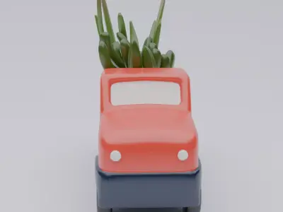 Vintage Red Truck  Low-poly 3D model