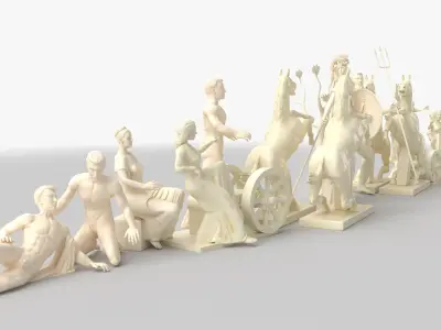 Parthenon West Pediment Statues 3D model