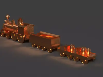 Steam train   Low-poly 3D model