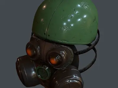 Gas mask helmet 3d model scifi Low-poly Low-poly 3D model Low-poly 3D model 28