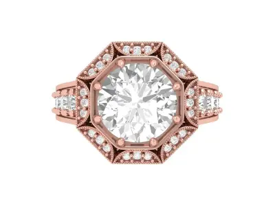 Solitaire Art Deco Ring 3D print model order