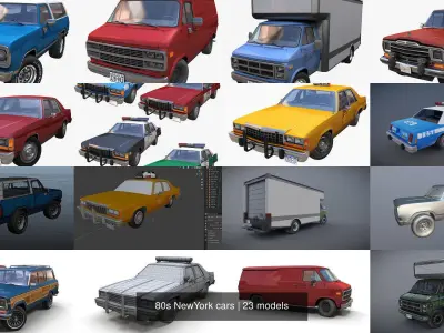 80s NewYork cars 3D Model Pack