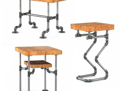 9 Bar stools from pipes collection Free 3D model