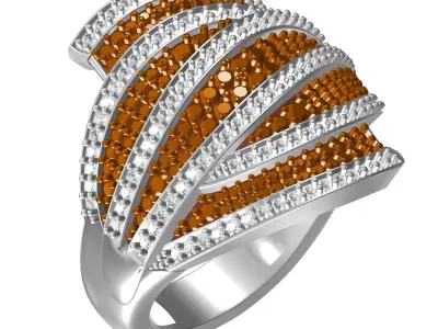 Antique Brown and White Diamond Ring 3D print model