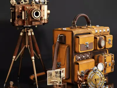 Steampunk decorative set 3D model