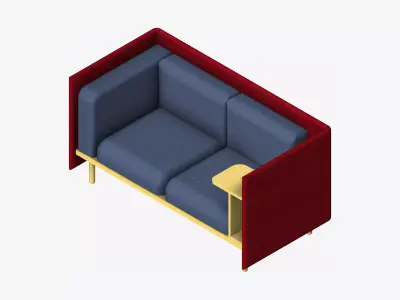Sofa - Contemporary - Flame - Small Work Shelf - Right Low-poly 3D model