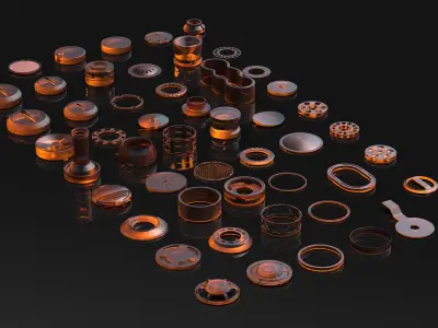 50 Hard Surface SUBD circular Elements 3D model