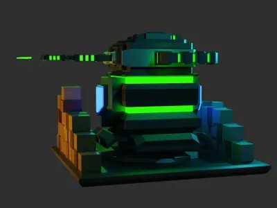 Laser turret for game  Free low-poly 3D model