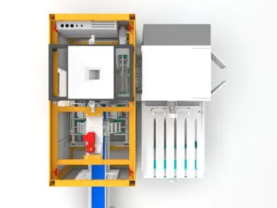 Packaging scale and automatic bagging for open pocket woven bag 3D model