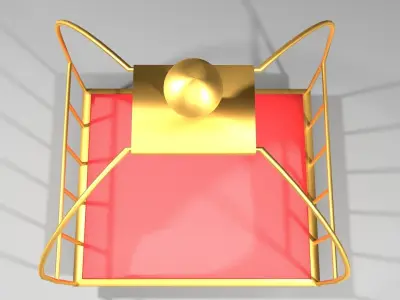 Trolley 3 golden cart with seat 3D model