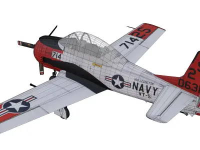 North American T-28 Trojan Low-poly 3D model