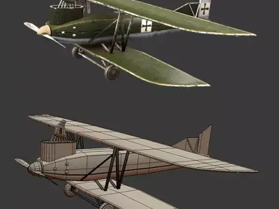Aircraft Plane Airplane Old Airplane Junker J4 Free low-poly 3D model