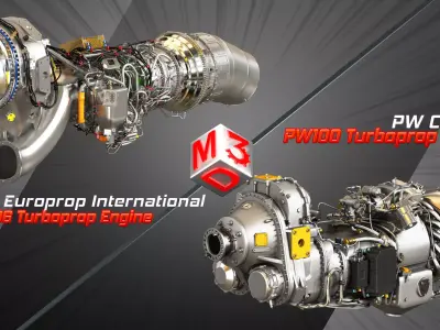 TP400-D6 Turboprop - PW100 Turboprop Engines 2 in 1 3D Model Collection