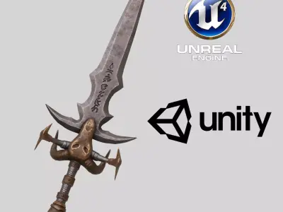 Low Poly Medieval Fantasy Sword Low-poly 3D model