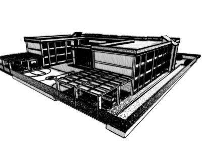 School Exterior Model Low-poly 3D model