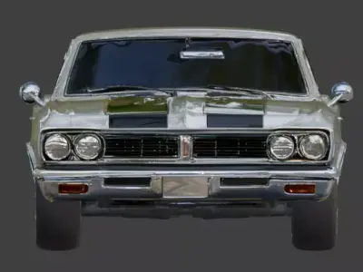 Classic American 1970s White Muscle Coupe 3D Model Low-poly 3D model