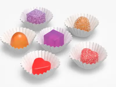 Assorted Gumdrops in Paper Cups Set Multicolor 3D model