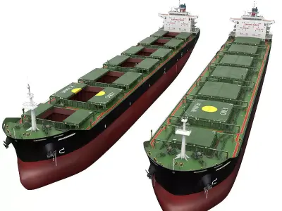 Bulk carrier Black with holds and reservoirs 3D model