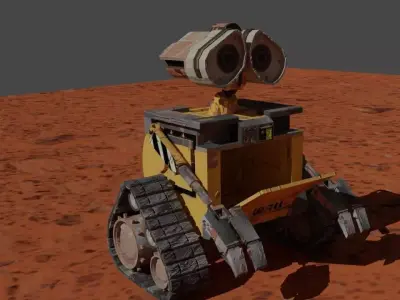 WAll-E wall e robot on desert Low-poly 3D model