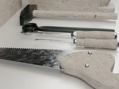 wood tools set Low-poly 3D model