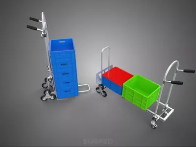 STAIR STEP CLIMBING FOLDABLE HAND TRUCK CART TROLLEY DOLLY CRATE 3D model