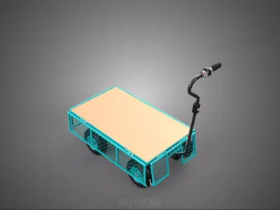 ELECTRIC FOLDING METAL GRID SIDE MESH TROLLEY CART WAGON GARDEN 3D model