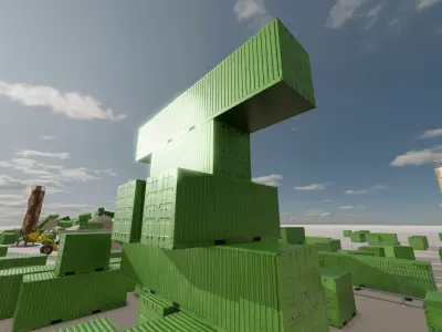 ISO-Container Yellow-Green all Versions 3D Model Pack