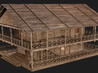 Old Wooden House 4K Textures GameReady 141 Low-poly 3D model