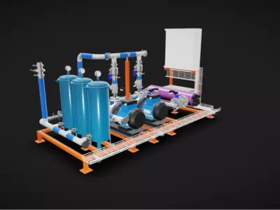 10m3h Industrial Filtration System 3D model