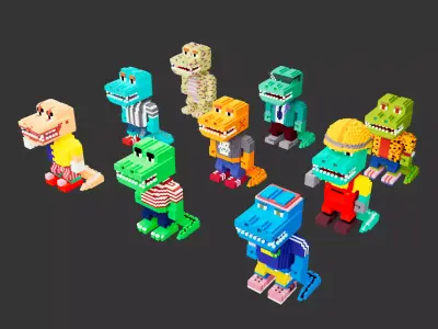 dinosaurs toys Low-poly 3D model