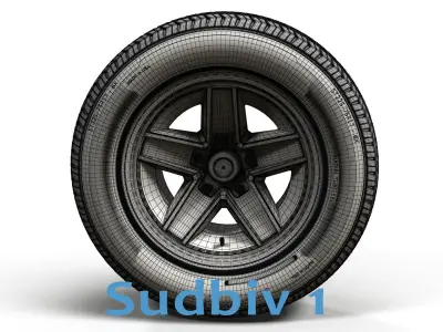 80s sport car wheel highpoly 3D model