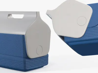 Beverage Cooler Box Open with Ice and Cans 3D model