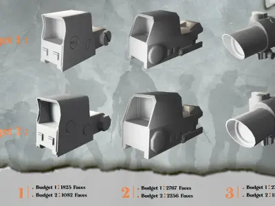 20 Gun Scope Base Mesh - Game Ready Low-poly 3D model