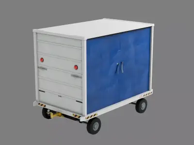 Lowpoly Airport Baggage Cart Low-poly 3D model
