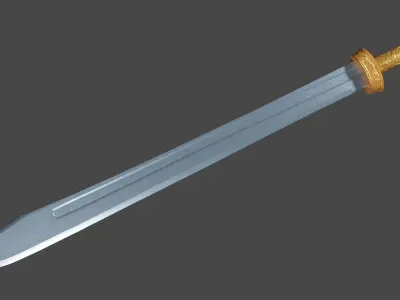 Grossmesser sword with Langsax handle Low-poly 3D model