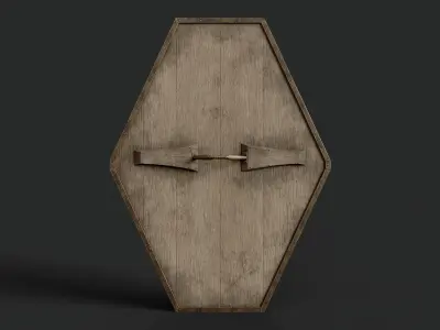 Slavic diamond-shaped shield painted white with radial symbol Low-poly 3D model
