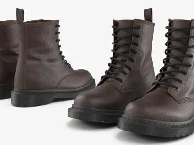 Rocker Lace Up Boots Brown 3D model