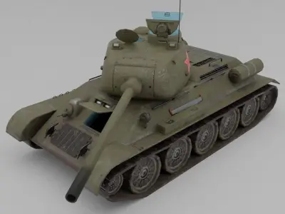 T34-85 Medium Tank  Low-poly 3D model